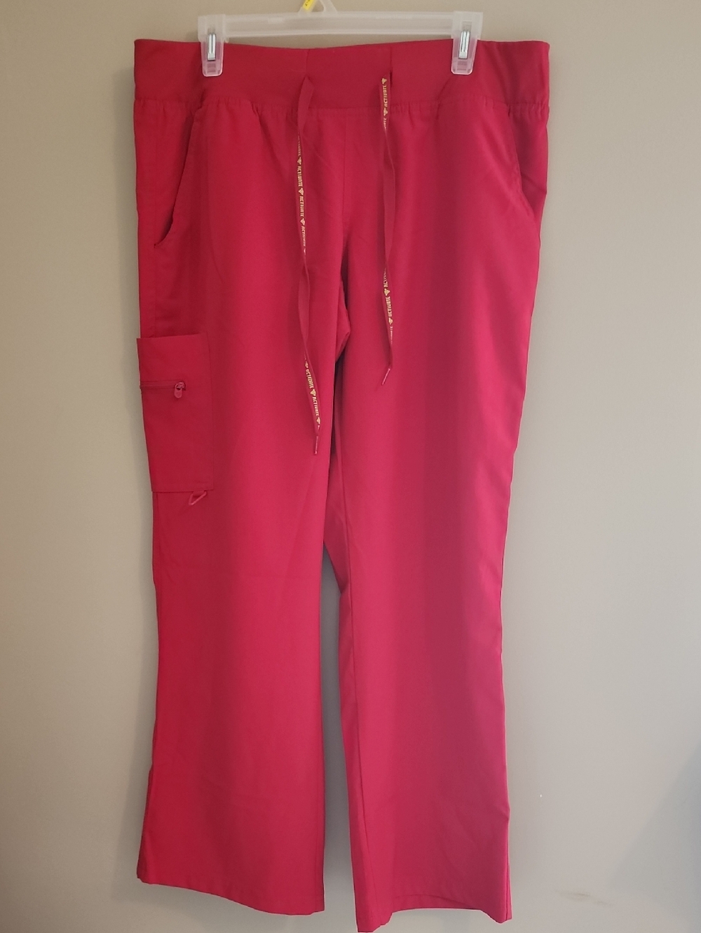 Activate By Med Couture Red Drawstring Cargo Scrub Pants